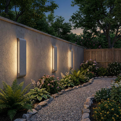 Golden Lighting Stela Integrated LED 24in Outdoor Wall in Gray Travertine - - Golden Lighting