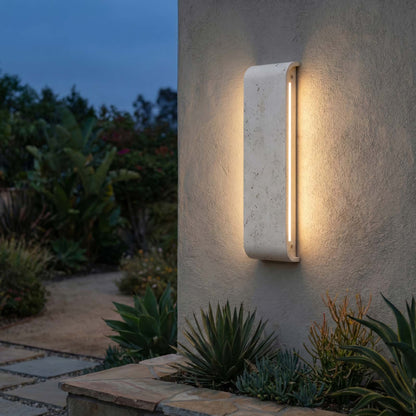 Golden Lighting Stela Integrated LED 24in Outdoor Wall in White Travertine - - Golden Lighting