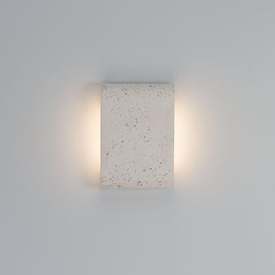 Golden Lighting Stela Integrated LED 9in Outdoor Wall in White Travertine - - Golden Lighting