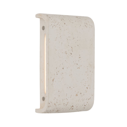 Golden Lighting Stela Integrated LED 9in Outdoor Wall in White Travertine - - Golden Lighting