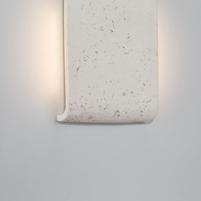 Golden Lighting Stela Integrated LED 9in Outdoor Wall in White Travertine - - Golden Lighting