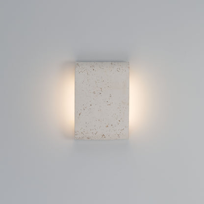 Golden Lighting Stela Integrated LED 9in Outdoor Wall in White Travertine - - Golden Lighting