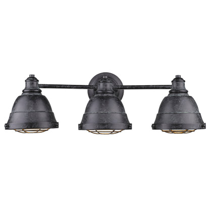 Bartlett BP 3 Light Bath Vanity in Black Patina - - Golden Lighting