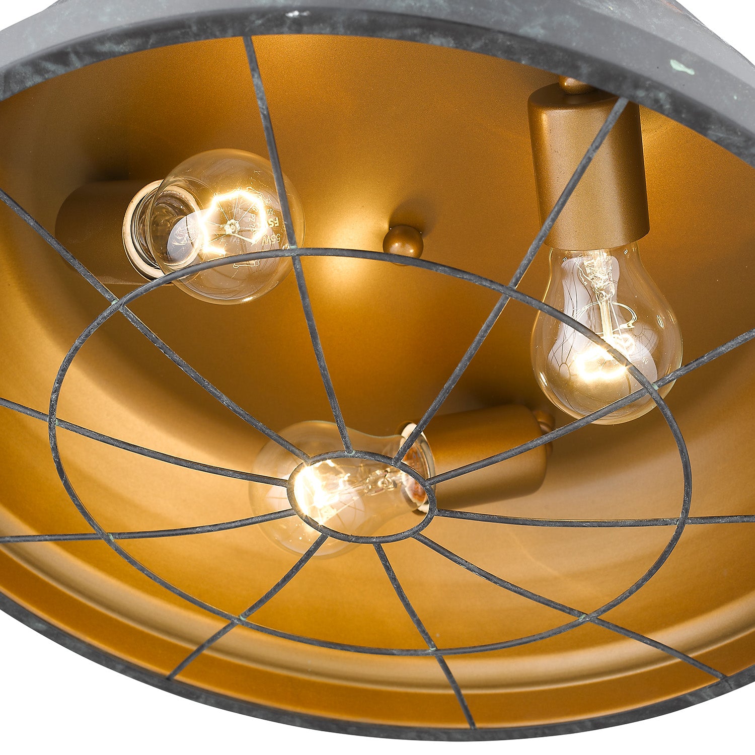 Golden Lighting Bartlett 3-light Flush Mount in Black Patina - - Golden Lighting