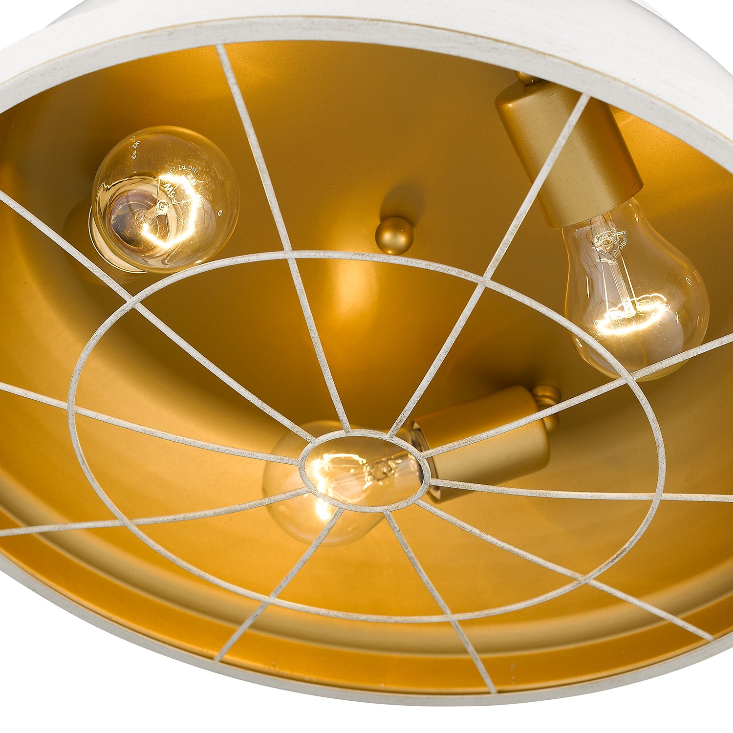 Golden Lighting Bartlett 3-light Flush Mount in French White - - Golden Lighting