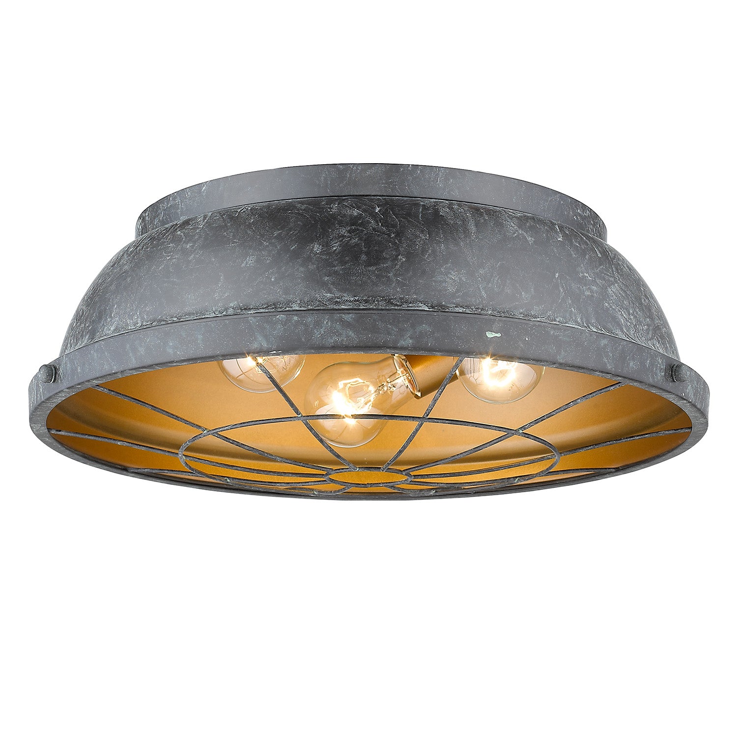 Golden Lighting Bartlett 3-light Flush Mount in Black Patina