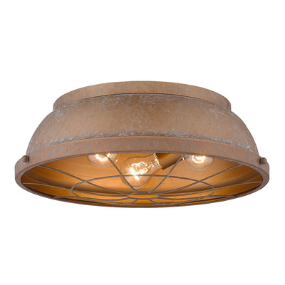 Golden Lighting Bartlett 3-light Flush Mount in Copper Patina - - Golden Lighting