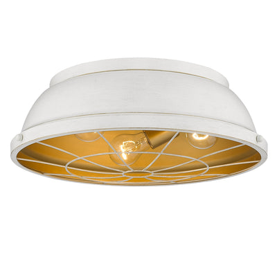 Golden Lighting Bartlett 3-light Flush Mount in French White - - Golden Lighting