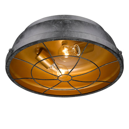 Golden Lighting Bartlett 2-light Flush Mount in Black Patina - - Golden Lighting