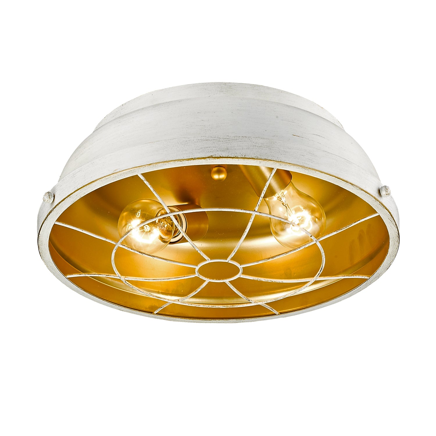 Golden Lighting Bartlett 2-light Flush Mount in French White - - Golden Lighting