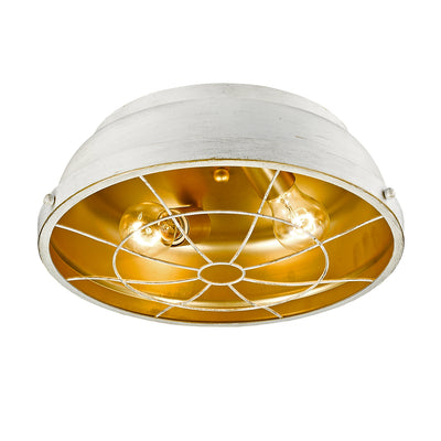 Golden Lighting Bartlett 2-light Flush Mount in French White - - Golden Lighting