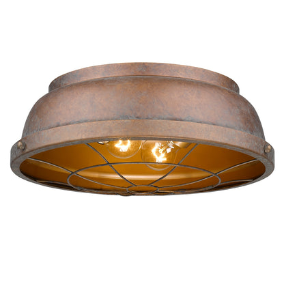 Golden Lighting Bartlett 2-light Flush Mount in Copper Patina - - Golden Lighting