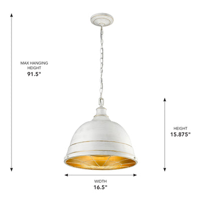 Golden Lighting Bartlett 2-light Pendant in French White - - Golden Lighting