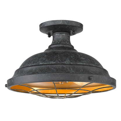 Golden Lighting Bartlett 2-light Semi-Flush Mount in Black Patina - Default Title - Golden Lighting