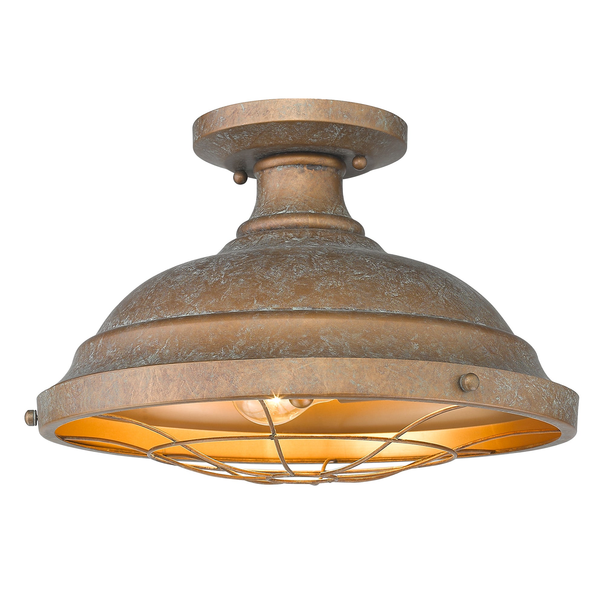 Golden Lighting Bartlett 2-light Semi-Flush Mount in Copper Patina - Default Title - Golden Lighting