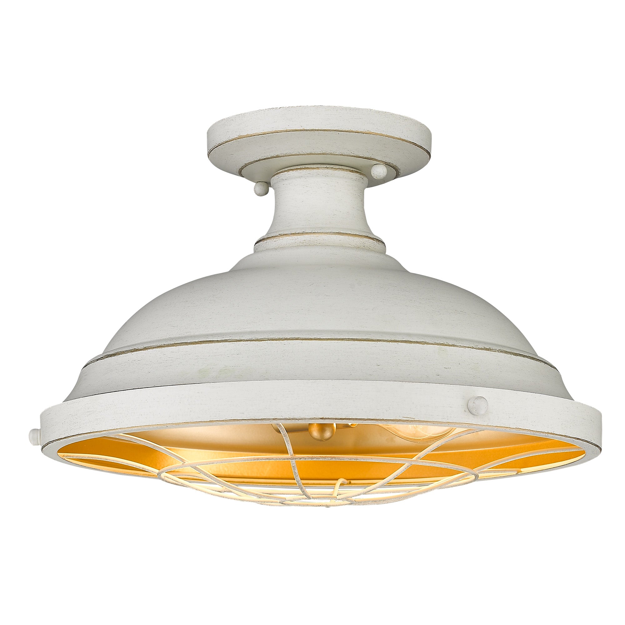 Golden Lighting Bartlett 2-light Semi-Flush Mount in French White - Default Title - Golden Lighting