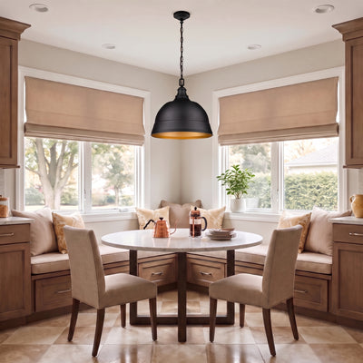 Rebel 2-light Pendant in Matte Black, AI-visualized breakfast nook scene - Golden Lighting