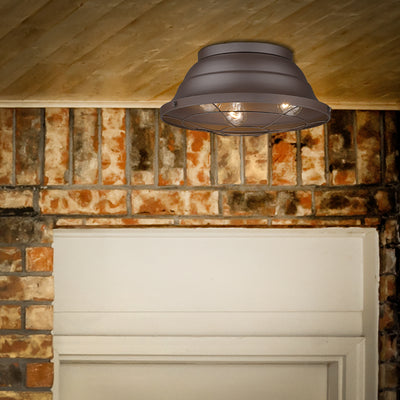 Golden Lighting Bartlett 3-light Outdoor Ceiling in Textured Bronze - - Golden Lighting