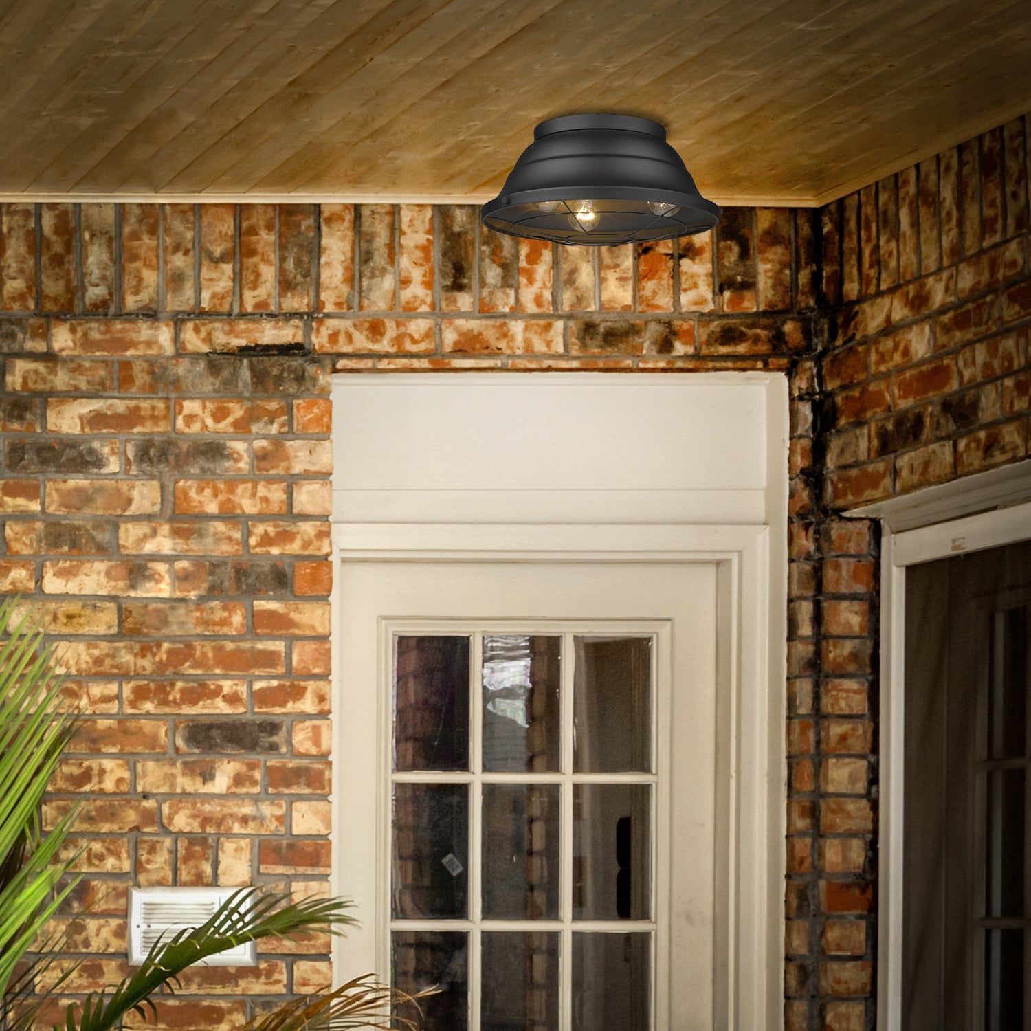 Golden Lighting Bartlett 3-light Outdoor Ceiling in Natural Black