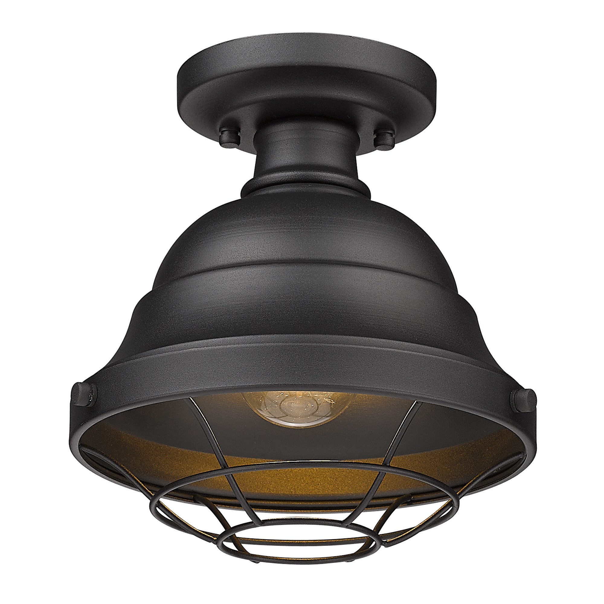 Bartlett Outdoor Semi-Flush in Natural Black - - Golden Lighting