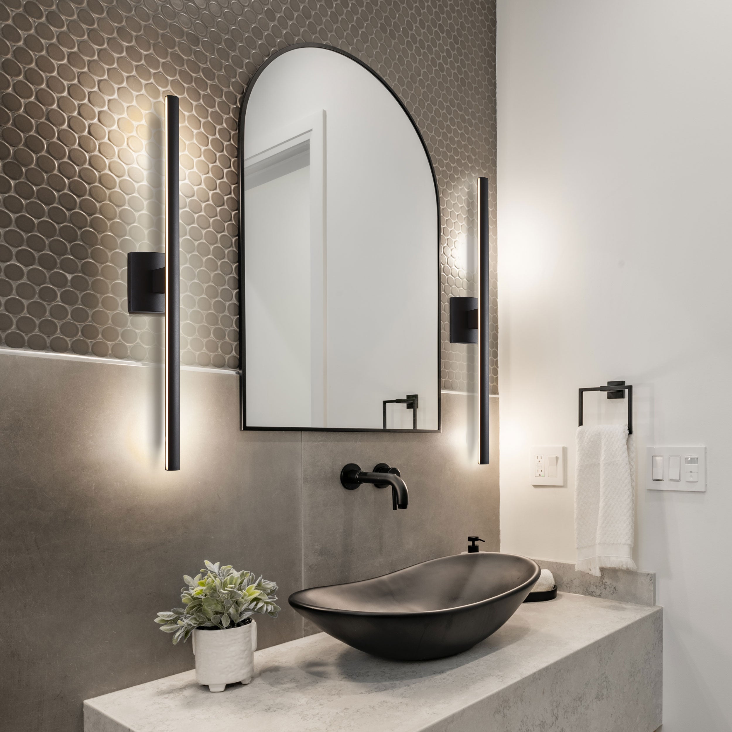 Golden Lighting Vireo Integrated LED 36in Vanity in Sand Black