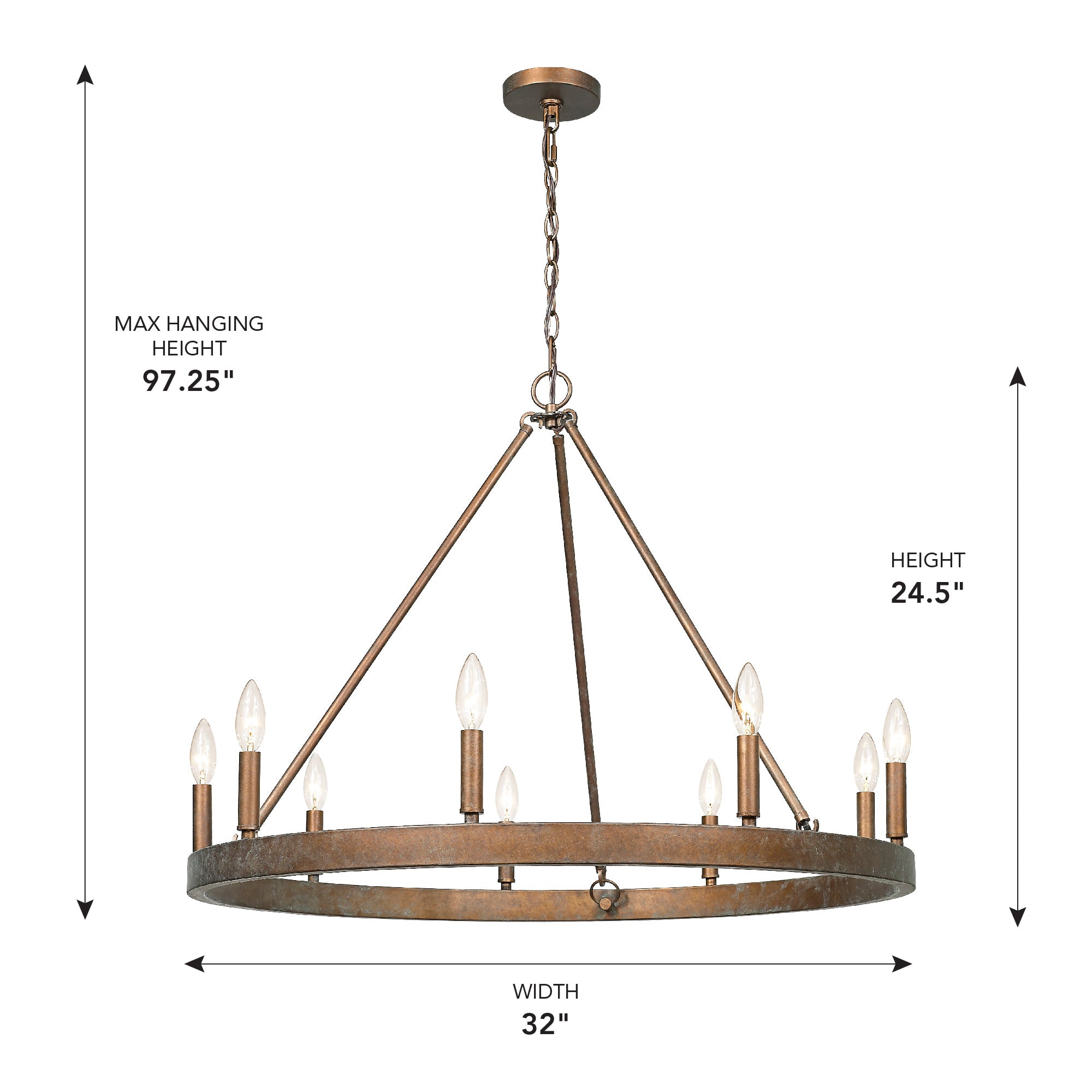 Carraway 9-light Chandelier in Copper Patina