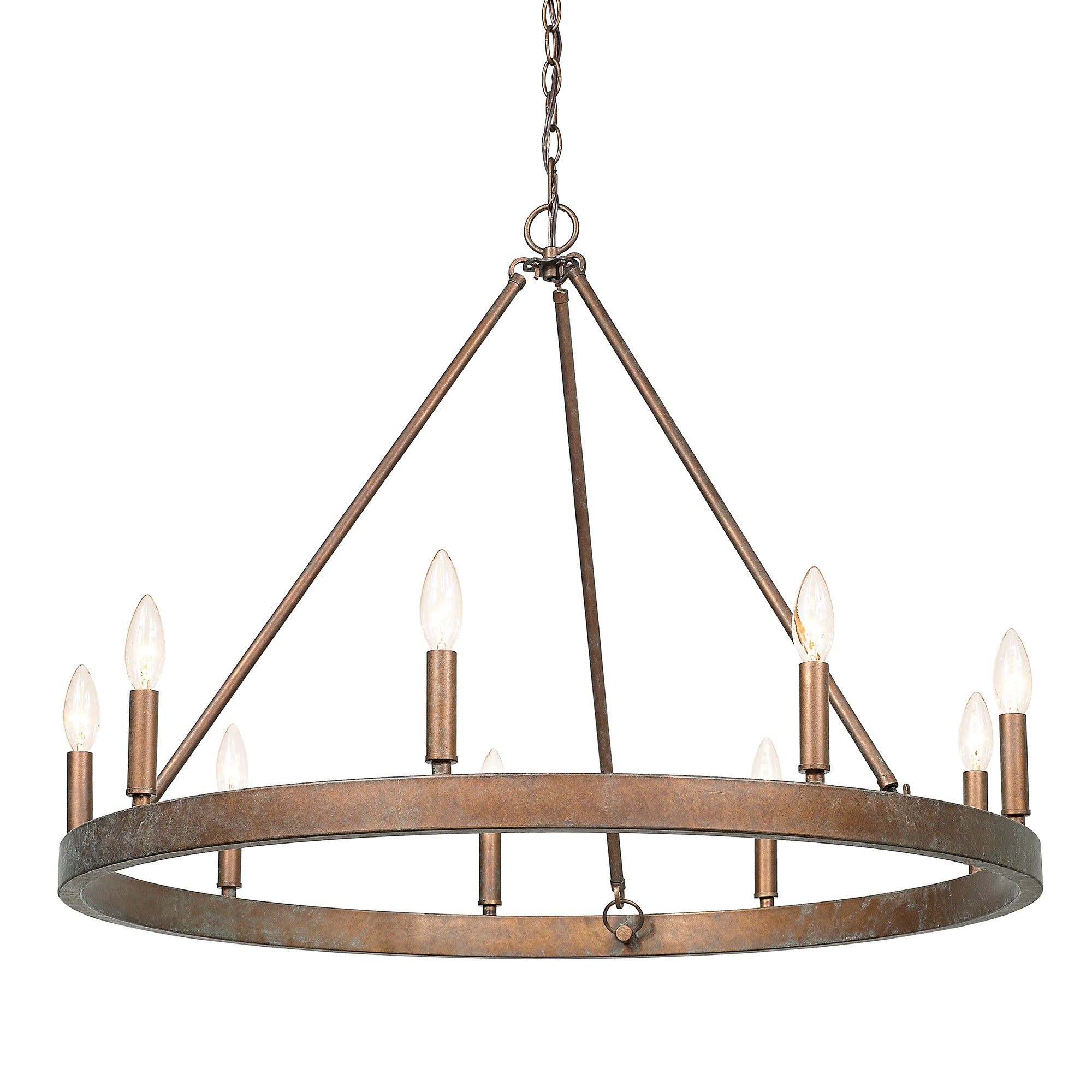 Carraway 9 Light Chandelier in Copper Patina - - Golden Lighting