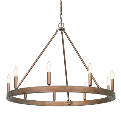 Carraway 9 Light Chandelier in Copper Patina - - Golden Lighting