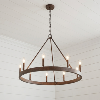 Carraway 9-light Chandelier in Copper Patina, alternate view - Golden Lighting