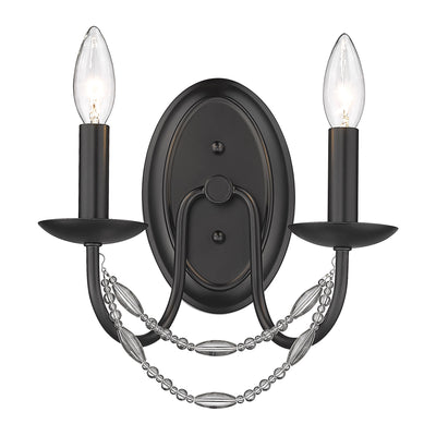 Golden Lighting Mirabella 2-light Wall Sconce in Matte Black - - Golden Lighting