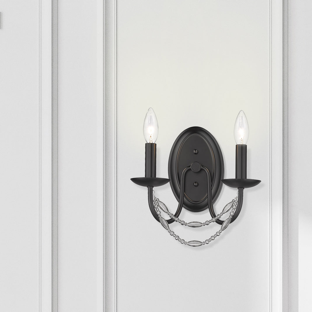 Golden Lighting Mirabella 2-light Wall Sconce in Matte Black - - Golden Lighting