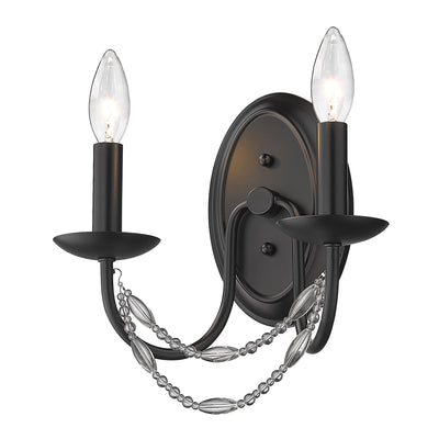 Golden Lighting Mirabella 2-light Wall Sconce in Matte Black - Default Title - Golden Lighting