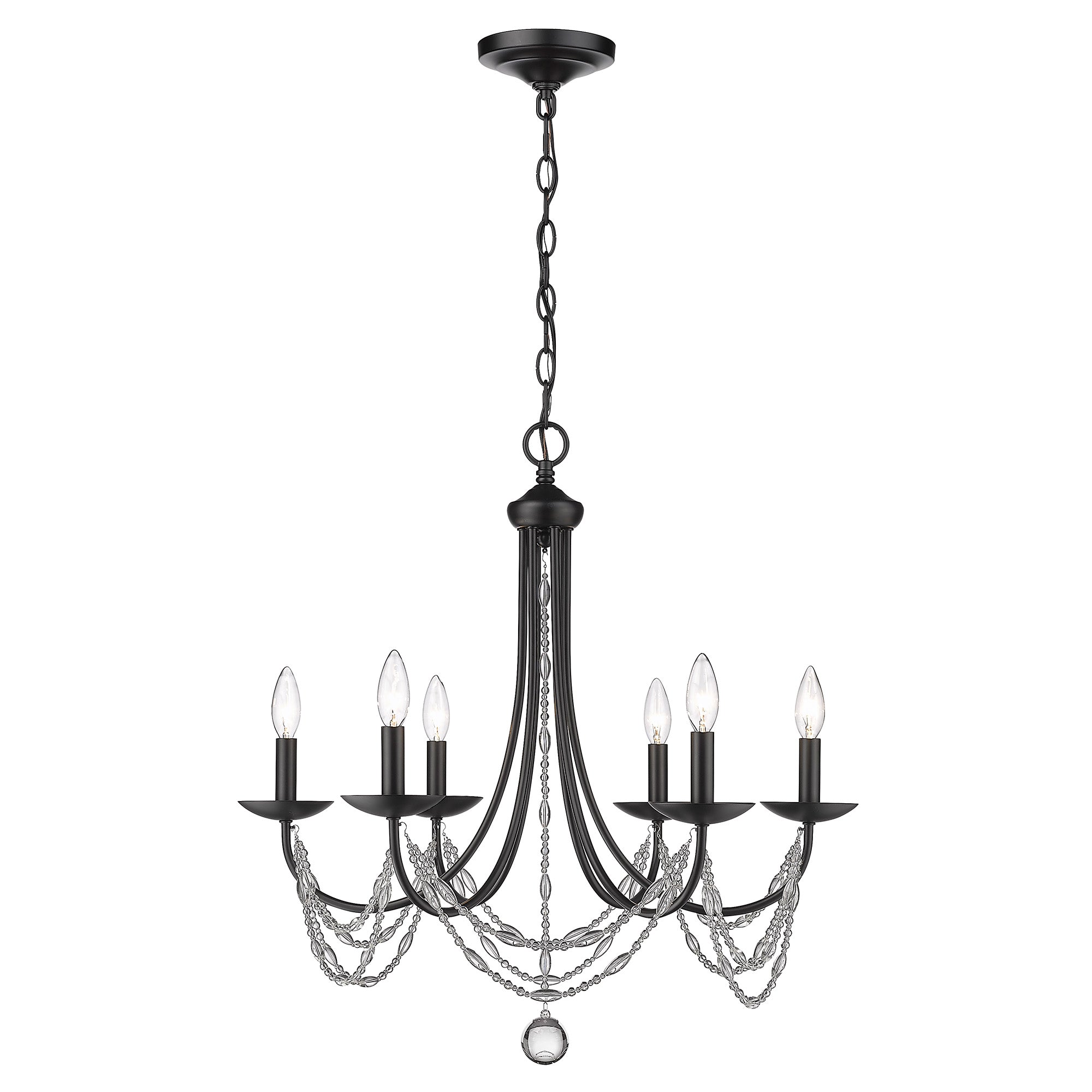 Golden Lighting Mirabella 6-light Chandelier in Matte Black - - Golden Lighting