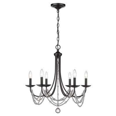 Golden Lighting Mirabella 6-light Chandelier in Matte Black - - Golden Lighting