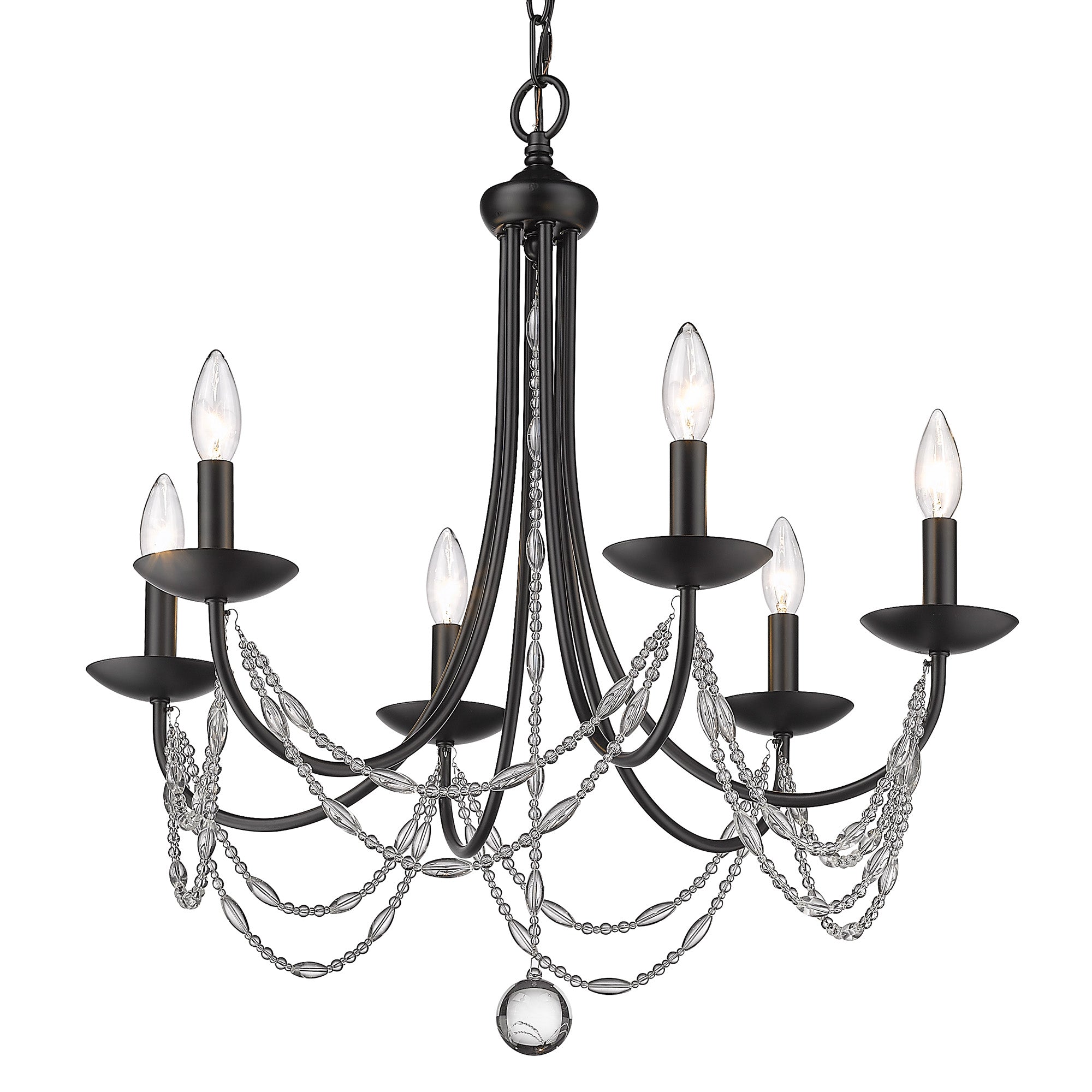Golden Lighting Mirabella 6-light Chandelier in Matte Black - - Golden Lighting
