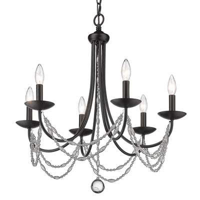 Golden Lighting Mirabella 6-light Chandelier in Matte Black - - Golden Lighting