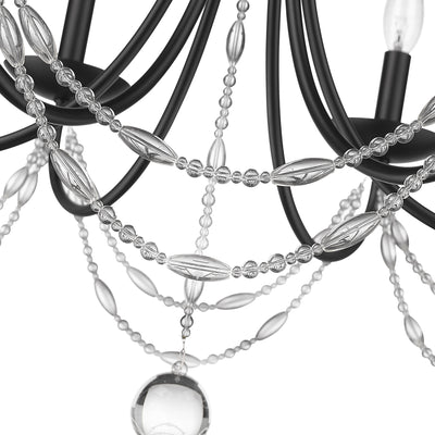 Golden Lighting Mirabella 6-light Chandelier in Matte Black - - Golden Lighting