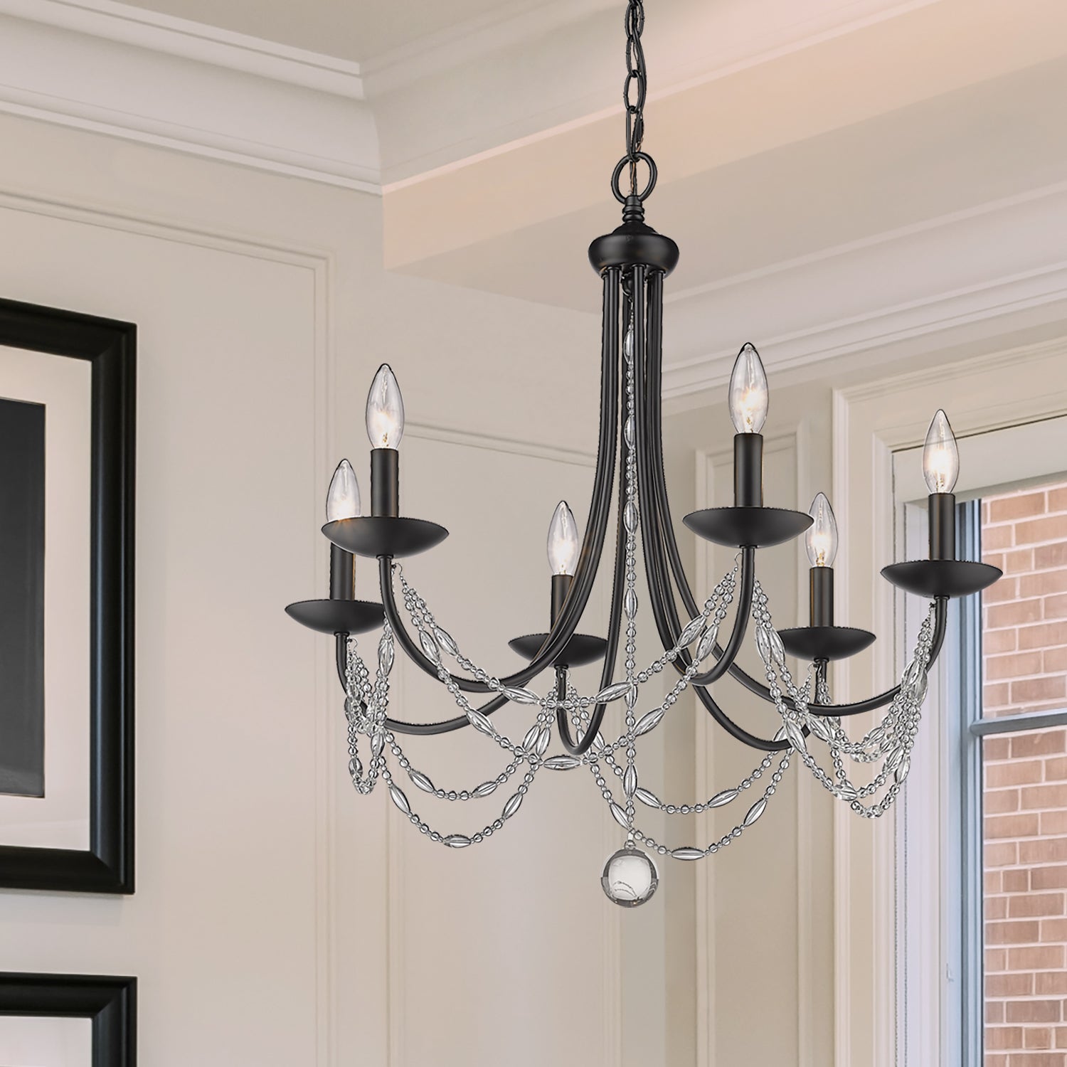 Golden Lighting Mirabella 6-light Chandelier in Matte Black - - Golden Lighting