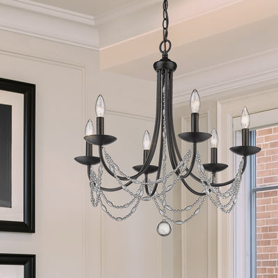 Golden Lighting Mirabella 6-light Chandelier in Matte Black - - Golden Lighting
