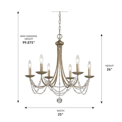 Golden Lighting Mirabella 6-light Chandelier in Golden Aura - - Golden Lighting