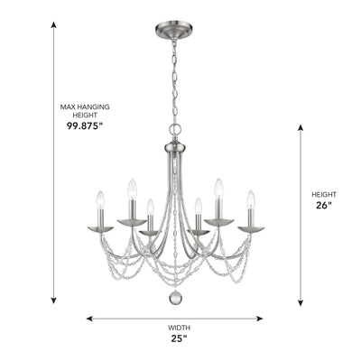 Golden Lighting Mirabella 6-light Chandelier in Pewter - - Golden Lighting