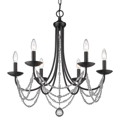 Golden Lighting Mirabella 6-light Chandelier in Matte Black - - Golden Lighting