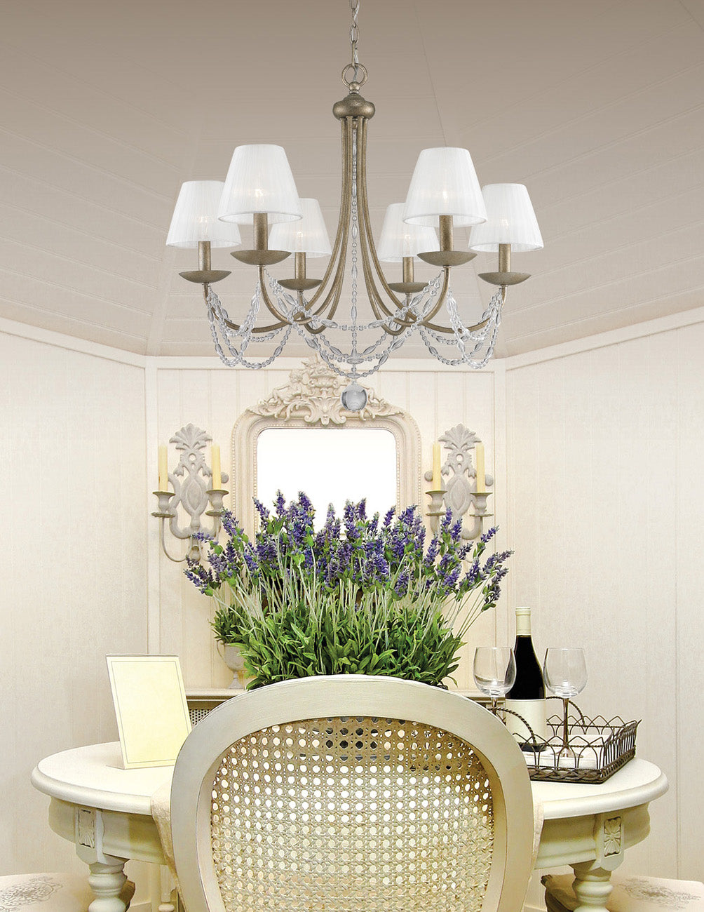 Mirabella 6 Light Chandelier in Golden Aura with metal candlesticks - Default Title - Golden Lighting