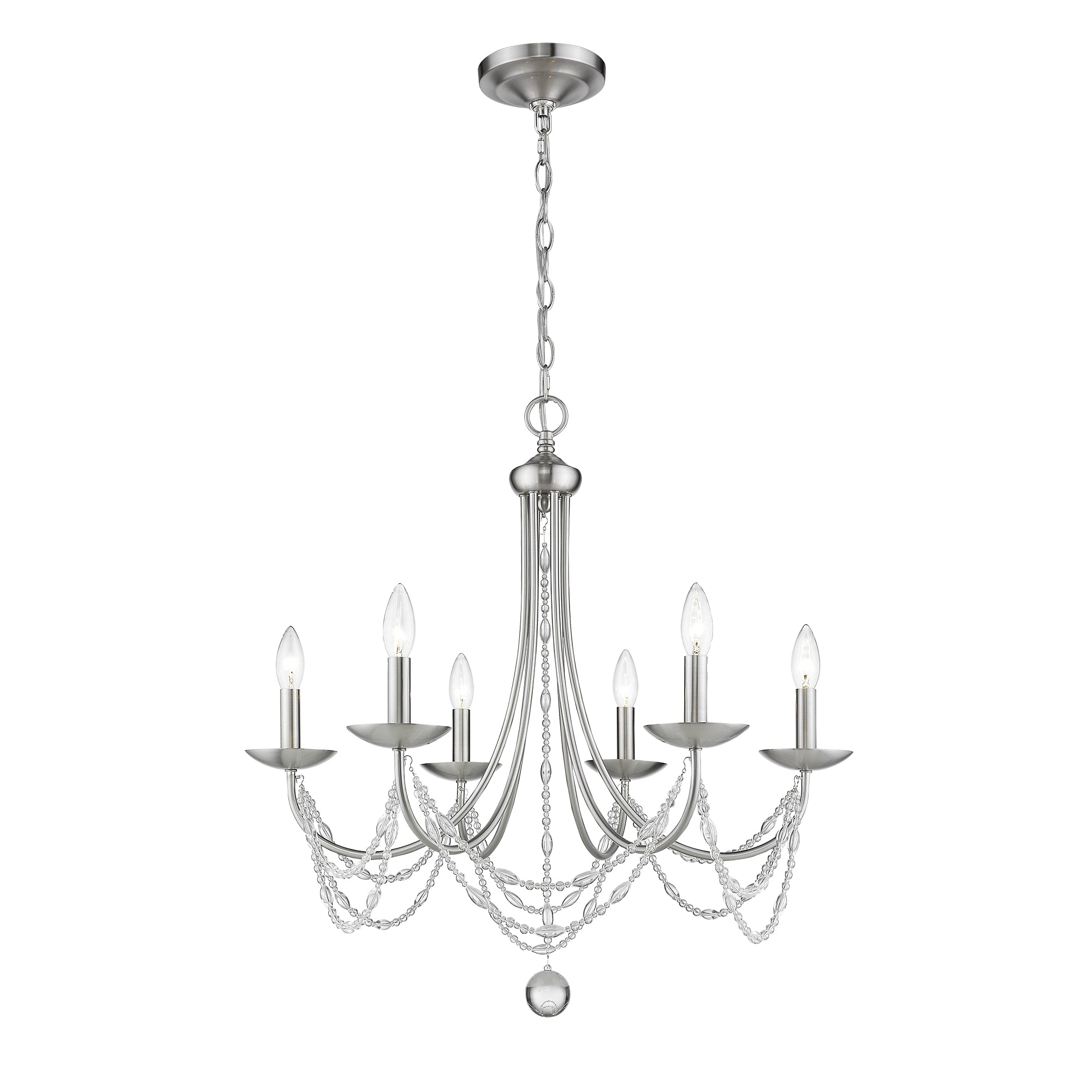 Mirabella 6 Light Chandelier in Pewter - - Golden Lighting