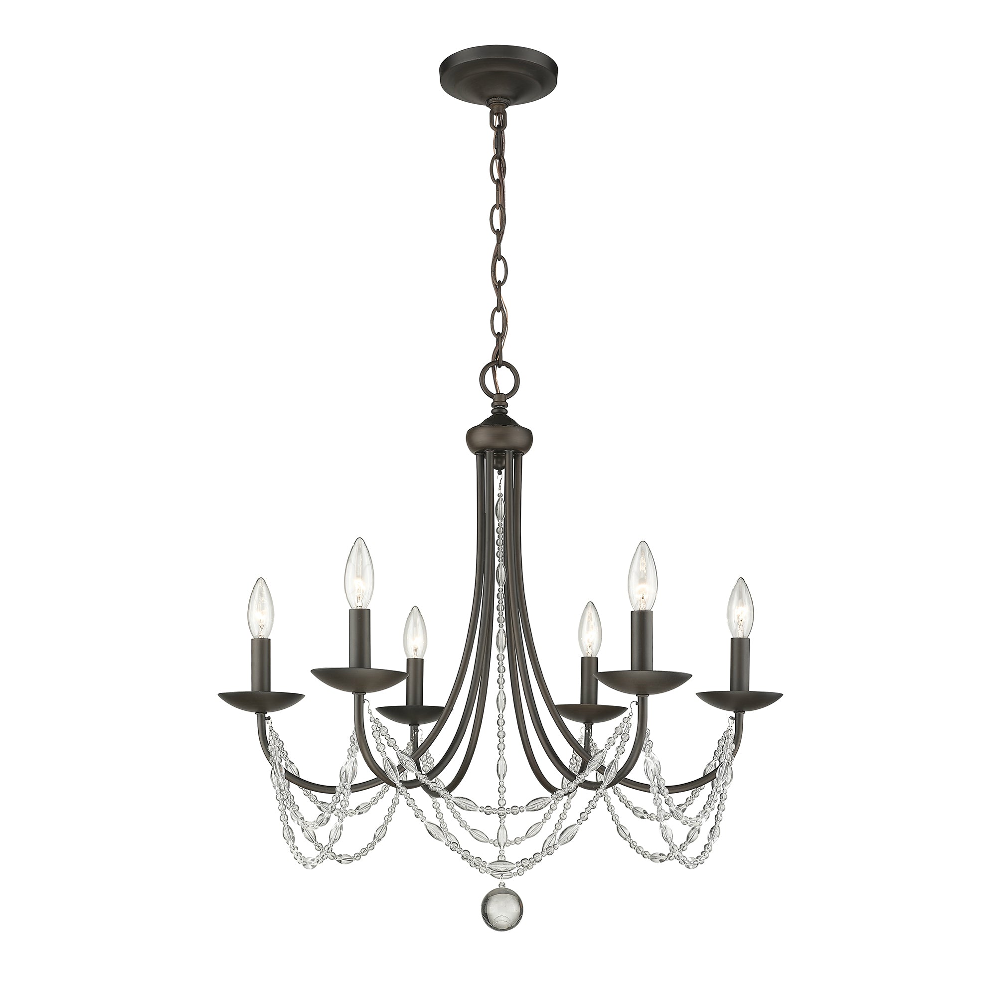 Mirabella 6 Light Chandelier in Rubbed Bronze - - Golden Lighting