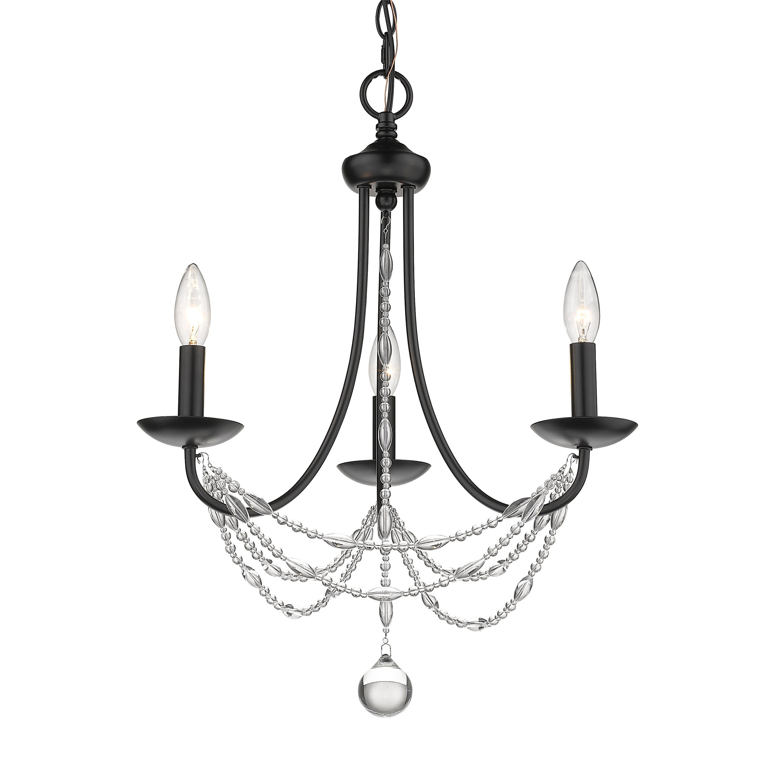 Golden Lighting Mirabella 3-light Chandelier in Matte Black