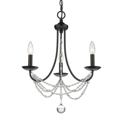 Golden Lighting Mirabella 3-light Chandelier in Matte Black