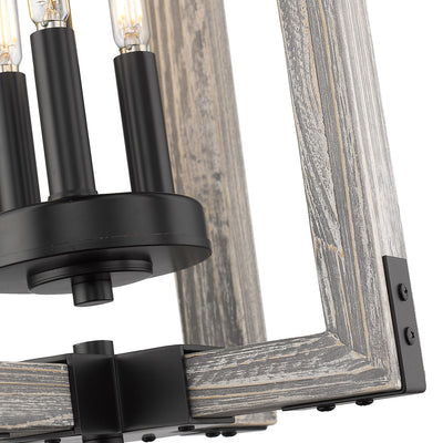 Lowell 3-light Pendant in Matte Black, detail close-up - Golden Lighting