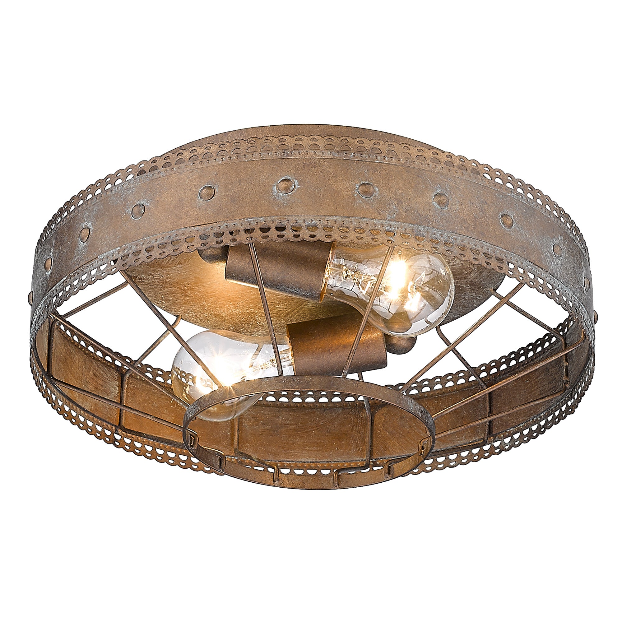 Ferris 2-light Flush Mount in Copper Patina