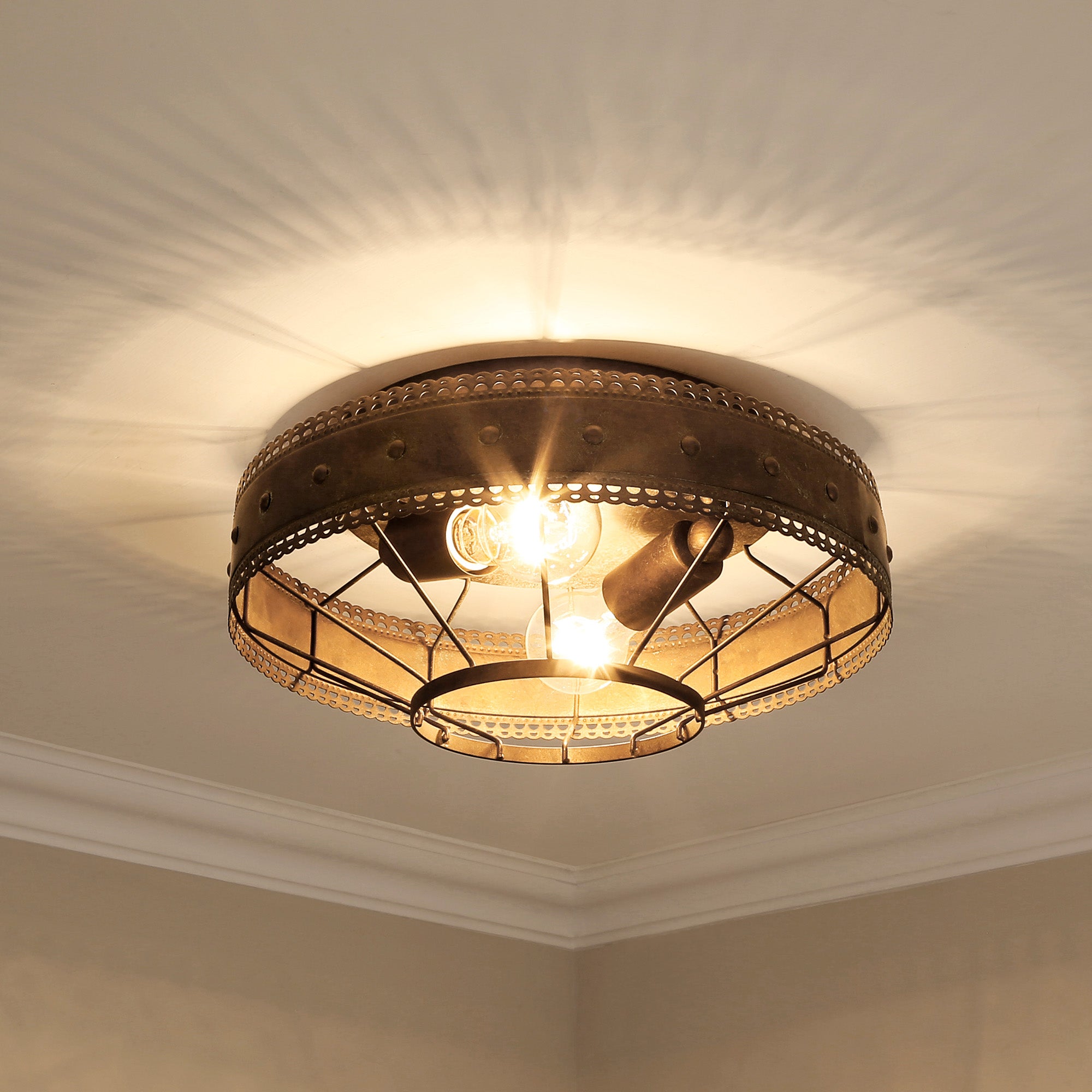 Ferris 2-light Flush Mount in Copper Patina